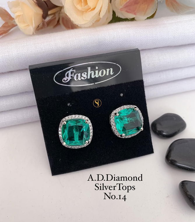 AD Diamond Rose Gold And Silver Fancy Earrings 2 Wholesalers In Delhi
